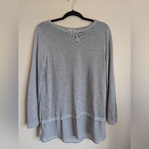 Wallis Gray Long Sleeve Flowy Blouse Size 12P